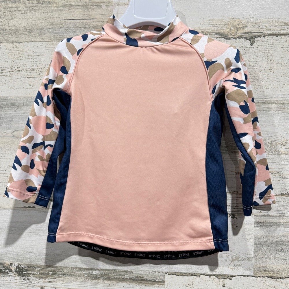 Stonz Sun Shirt Rash Guard Girls 2T Pink Camo UPF 50 Summer NWT *Flawed*
